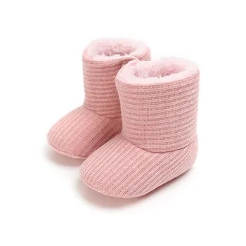 Bebé Botas De Niña De Invierno Botas De Invierno De 2018 Constitución Collar De Color Púrpura Bebé Calor Calentamiento Zapatos Recién Nacidos