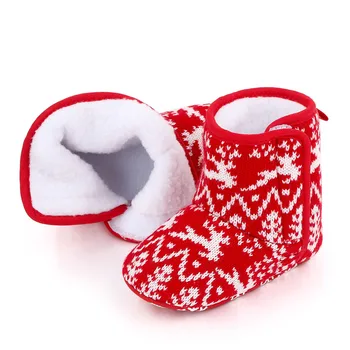 Bebé De Navidad Caliente Zapatos De Bebé Niñas Niños Elk Nieve Botas De Suela Blanda Antideslizante Zapatos De Cuna De Invierno Acogedor Y Cálido Cálido Invierno Botines