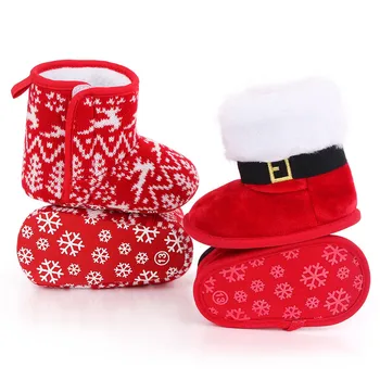 Bebé De Navidad Caliente Zapatos De Bebé Niñas Niños Elk Nieve Botas De Suela Blanda Antideslizante Zapatos De Cuna De Invierno Acogedor Y Cálido Cálido Invierno Botines