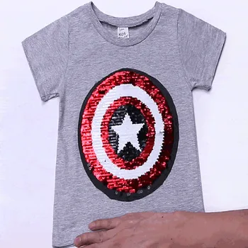 Bebé Niños T-shirt la Magia de Lentejuelas de Spiderman, Capitán América de Niña de Manga Corta T-shirt de Moda Niños Bebé Tops Camisetas Ropa para Niños y niñas