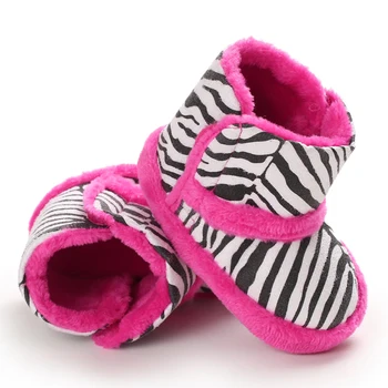Bebé recién nacido de Leopardo de Impresión Floral de Lana de Bebé de Algodón Acolchado Zapatos Botas para el Invierno y la Nieve
