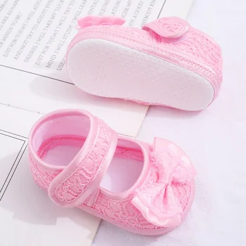 Bebé recién nacido Niña Zapatos Zapatos Blandos Suave con Suela antideslizante Bowknot Encaje Calzado Zapatos de Cuna Para 0-18M22222