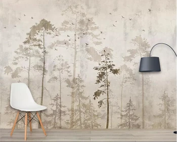 Beibehang de encargo de la pared papel pintado Europeo retro, pintados a mano, el bosque de los árboles Grandes Aves mural de papel pintado 3D carta da parati fondo de pantalla