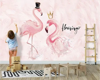 Beibehang un fondo de pantalla Personalizado como el flamenco rosa sala de niños de fondo de la pared decoración del hogar sala de estar dormitorio 3d papel pintado de murales