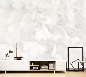 Beibehang un fondo de pantalla Personalizado en 3d foto mural de estilo moderno minimalista abstracto puro pluma blanca sala de estar papel de parede 3d fondo de pantalla