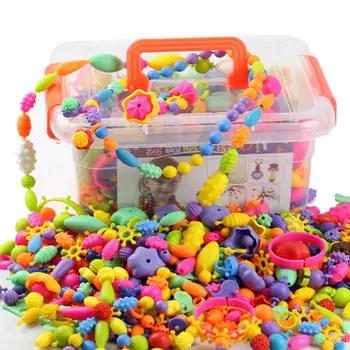 Besegad 485Pcs Colorido Surtido de Figuras de Plástico Pop de los Granos DIY de la joyería para Niños Niñas Juguetes Regalos DIY Manual de Collares de Decisiones