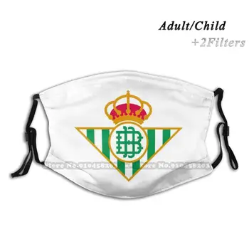 Betis-Real Reutilizables De La Boca De La Máscara De Cara Anti Neblina, Polvo De Mascarilla Con Filtros Para Niño Adulto Logotipo