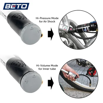 BETO Tenedor de los Neumáticos de Choque de Bicicletas Bombas de 300 psi Manómetro Mini Bomba de Mano Para Bicicletas Schrader Presta Adaptador de la Manguera de Bomba de Bicicleta Ciclo de Aire de la Bomba