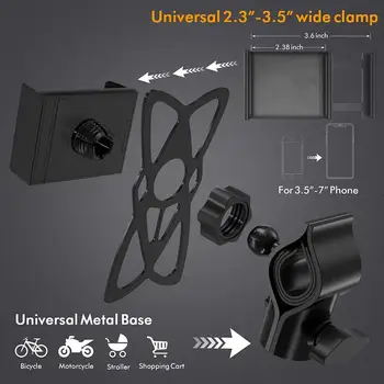 Bicicleta de Metal Anti Shake Rotación de 360 Teléfono soporte para Manillar de Bicicleta Accesorios con Ajustable Universal Manillar Cuna