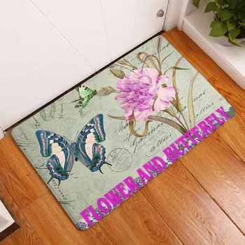 Bienvenido felpudo de la Mariposa Flores de Cocina Esponjoso Personal para el Dormitorio