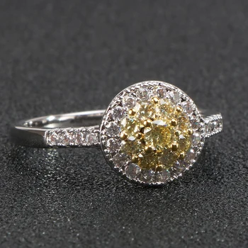 BIJOX HISTORIA de la moda femenina anillo de la plata esterlina 925 de la joyería con forma redonda citrino anillos para la boda de la promesa de parte tamaño de 6-10