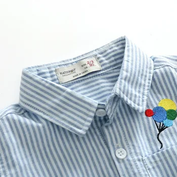 BINIDUCKLING 2020 Primavera Otoño Muchacho de Camisa de Niños Camisetas de Algodón Puro manga Larga de la Camisa de Rayas Para los Niños Ropa de Niños 2T-6T