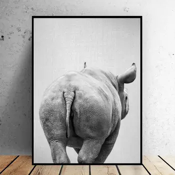 Black & White Rhino Cola Lienzo De Pintura De Arte De La Impresión Del Cartel De La Imagen De La Pared De Estilo Moderno Minimalista Dormitorio Sala De Estar Decoración