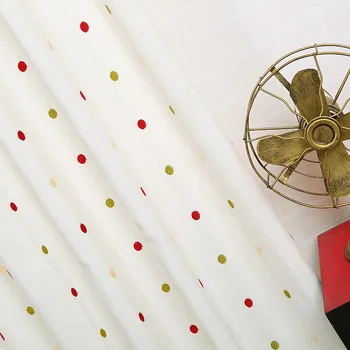 Blanco Semi-Sombreado de la Ventana del Dormitorio de la Cortina para la Sala de estar de Tul Cortina de Puntos de colores para la Cocina Caída X387#40