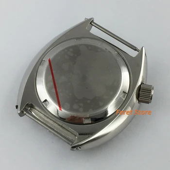 Bliger 45mm de plata estéril caso de cristal de zafiro Black Metal Rojo Bisel ajuste NH35 NH36 movimiento 22mm correa de reloj