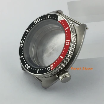 Bliger 45mm de plata estéril caso de cristal de zafiro Black Metal Rojo Bisel ajuste NH35 NH36 movimiento 22mm correa de reloj