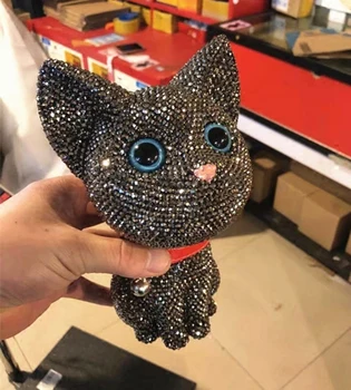Bling Kitty de diamante de imitación de la hucha de Gatito Caja Regalo Creativo para los Niños de Casa de la Decoración del Coche de los Accesorios de Escritorio Estatuilla Gato de la Suerte 101337