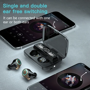 Bluetooth 5.1 Inalámbrico de Auriculares Con Micrófonos Deporte Impermeable TWS M18 Auriculares de Control Táctil de la Música Auriculares Mini Auriculares Auriculares