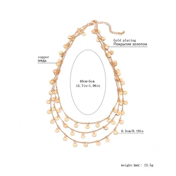 Boho Femme Collier Lentejuelas Gargantilla de múltiples capas Collar De las Mujeres del Encanto de la Cadena de Declaración Collar de bisutería Partido de la Joyería De 2019 Nuevo