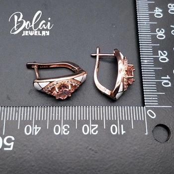 Bolaijewelry,creado piedras preciosas Granate nano cierre de los pendientes de la plata esterlina 925 joyería fina para las mujeres de las partes o del desgaste diario