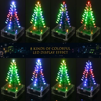 BRICOLAJE de colores Fáciles de Realizar LED de Luz de Acrílico Árbol de Navidad con Música Electrónica, Kit de Aprendizaje del Módulo 13519