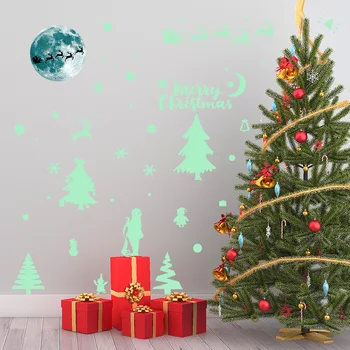 Brillan En La Oscuridad Feliz Navidad Pegatinas De Pared Luminosa Elk Cristal De La Ventana Pegatinas De Navidad, Decoraciones Para El Hogar 2021 Año Nuevo