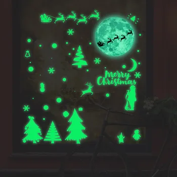 Brillan En La Oscuridad Feliz Navidad Pegatinas De Pared Luminosa Elk Cristal De La Ventana Pegatinas De Navidad, Decoraciones Para El Hogar 2021 Año Nuevo