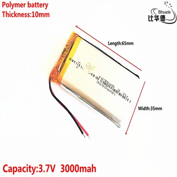 Buen Qulity Litro de energía de la batería 3.7 V,3000mAH 103565 de Polímero de litio ion / Li-ion batería para tablet pc de BANCO,GPS,mp3,mp4