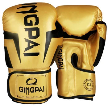Buena Calidad de Oro de adultos guantes de kick boxing muay thai luva de boxe de Entrenamiento de lucha de las mujeres de los hombres de guante de boxeo MMA, Grappling guante