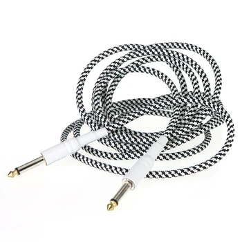 Cable de guitarra de 3M/10FT en Blanco y Negro de Tela Trenzada de Tweed Cable de Guitarra Cable para Instrumento Musical