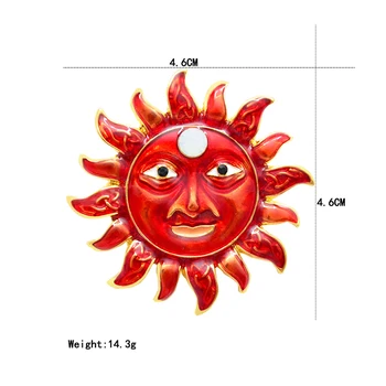 CAIZI 2019New Rojo Lindo dios del Sol de la Broche del Rhinestone de la Flor de Broches Para las Mujeres Esmalte Pin de la Joyería de la Boda Ropa Accesorios Regalos