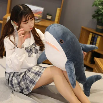 Caliente 140cm Tiburón Gigante de Juguete de Felpa Suave Peluche Speelgoed Animal Lectura de la Almohada para Regalos de Cumpleaños Cojín de Muñeca de Regalo Para los Niños