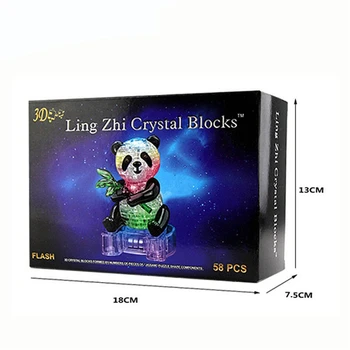 Caliente de la Venta de Lindo Panda Modelo de Puzzle Rompecabezas de Cristal Populares Juguetes de Niños de BRICOLAJE, la Construcción de Juguete de Regalo Gadget de Cristal de Puzzle en 3D TE3