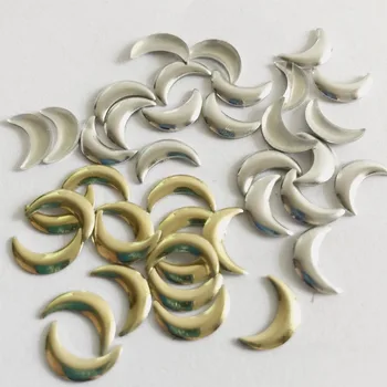 CALIENTE de plata/de oro de la luna de forma hot fix Rhinestuds con pegamento nailheads de aluminio de BRICOLAJE Pico de accesorios 200pcs/lote 22632