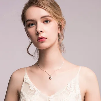 Caliente en Forma de Corazón de las Mujeres de la plata esterlina 925 Collares de la Joyería de Moda Cúbicos Circón Colgante de Collar el Día de san Valentín Regalos