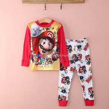 Caliente la Venta de Niños del Bebé Niño de 2 unidades de Super Mario ropa de dormir ropa de Dormir Pijamas Set 1-7Y