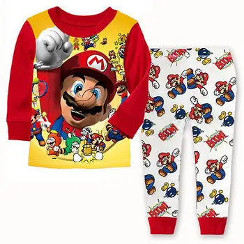 Caliente la Venta de Niños del Bebé Niño de 2 unidades de Super Mario ropa de dormir ropa de Dormir Pijamas Set 1-7Y