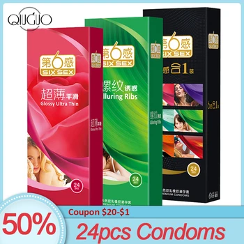 Caliente la Venta de Productos de Calidad Sexo 6 en 1 Natural de los Condones de Látex Para Hombres Adultos Juguetes Sexuales más Seguras Anticoncepción Ultra Delgada de Condones