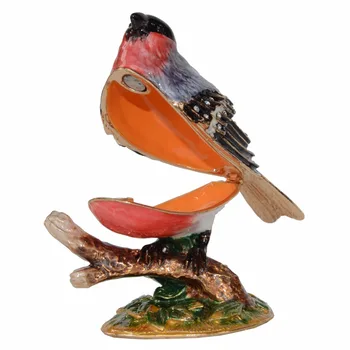 Camachuelo común de Aves de Caja de la Baratija de la Joyería del Contenedor de Aves Decoración Creativa Regalo para los Amantes de Tabletop