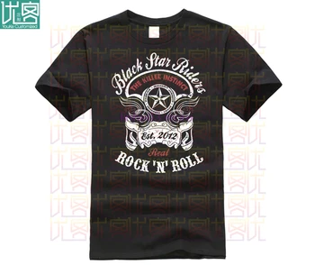 Camisetas divertidas Black Star Riders 'rock N roll' t-mierda Mens Impreso Tops Camisetas Streetwear Camiseta de Moda
