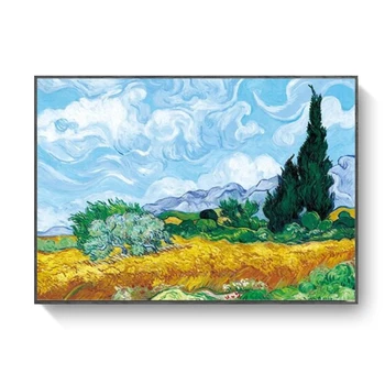 Campo de trigo Con Cipreses de Van Gogh Cuadros al Óleo de la Replicación del Paisaje Impresionista Cartel de la Pared de Imágenes prediseñadas para la Sala de estar