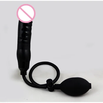 Candiway Negro Super Suave Inflable Consolador Realista de la Bomba Plug Anal Productos para Adultos de Adultos Juguetes de Placer Para las Mujeres los Hombres 1PC