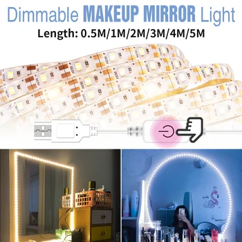 CanLing 5V Led de Maquillaje Muebles de Espejo de la Luz de la Vanidad de la Decoración de tocador Espejo del Baño de la Pared de la Lámpara LED de Dimmable de la Belleza de las Luces