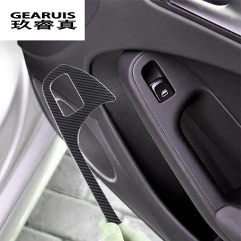 Car Styling el Apoyabrazos de la Puerta del panel cubre Pegatinas para Audi A4 B8 A5 de Carbono de fibra de Vidrio de la Ventana de Elevación Botones Recorte de Accesorios de Automóviles