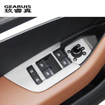 Car Styling el Apoyabrazos de la Puerta del panel de fibra de Carbono de la Cubierta de la etiqueta Engomada de ajuste para el Audi A6 C8 2019 Cristal de la Ventana de Botones de Elevación de Accesorios de Automóviles