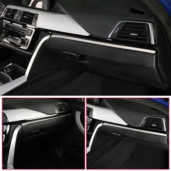 Car styling interior de la guantera del Copiloto de la manija de la decoración de la cubierta de la moldura de acero inoxidable Pegatinas Para BMW serie 3 F30 F34 LHD