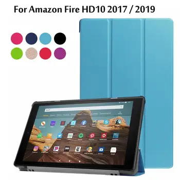 Caso Para Amazon Fire HD 10 2017 / 2019 / 2020 10.1 pulgadas de la Tableta de suspensión Automática Ultra Slim Soporte Magnético de la PU Cubierta de Cuero