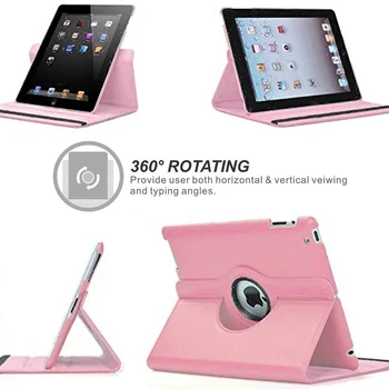 Caso Para el iPad 2 3 4 360 Grados de Rotación de la PU Cubierta de Cuero para Apple iPad 2 3 4 Stand Titular de los Casos Tableta Inteligente A1395 A1396 A1430