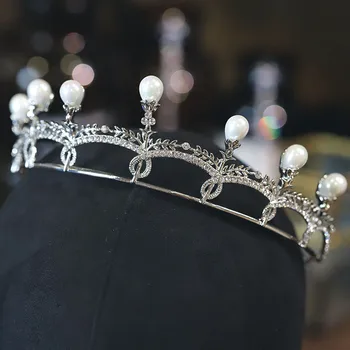 CC de la Corona de la Tiara Diadema de la Joyería de la Diadema de Compromiso de la Boda Accesorios para el Cabello para Mujeres Novia de la Princesa de Hairwear Perla Coronas AN27