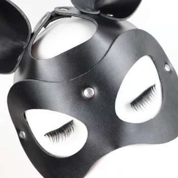 CEA Mujeres Sexy Cosplay de Conejo de Conejito de Máscaras de Media Cara de la Máscara de Halloween Cosplay de Anime Arnés de Cuero Carnaval Ajustable Erótica Máscara